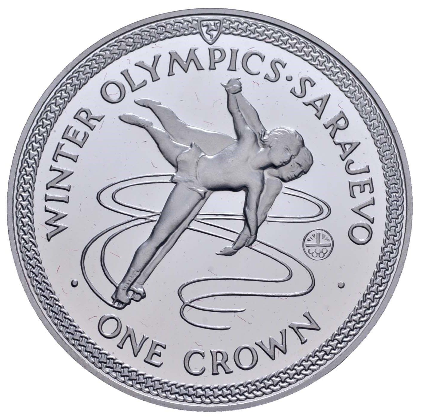 Isle of Man 1 Crown - Elizabeth II Ice Dancing; Platinum reverse