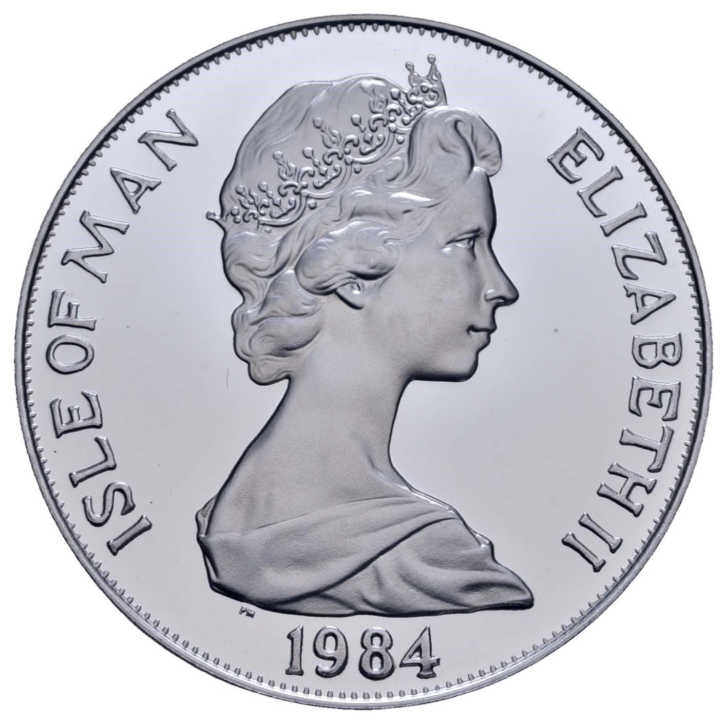 Isle of Man 1 Crown - Elizabeth II Equestrian; Platinum obverse
