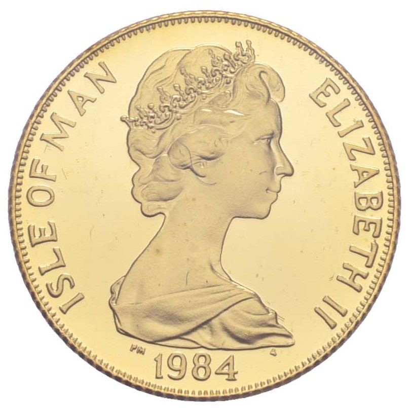 Isle of Man 1 Crown - Elizabeth II Athletics; Gold 9ct obverse