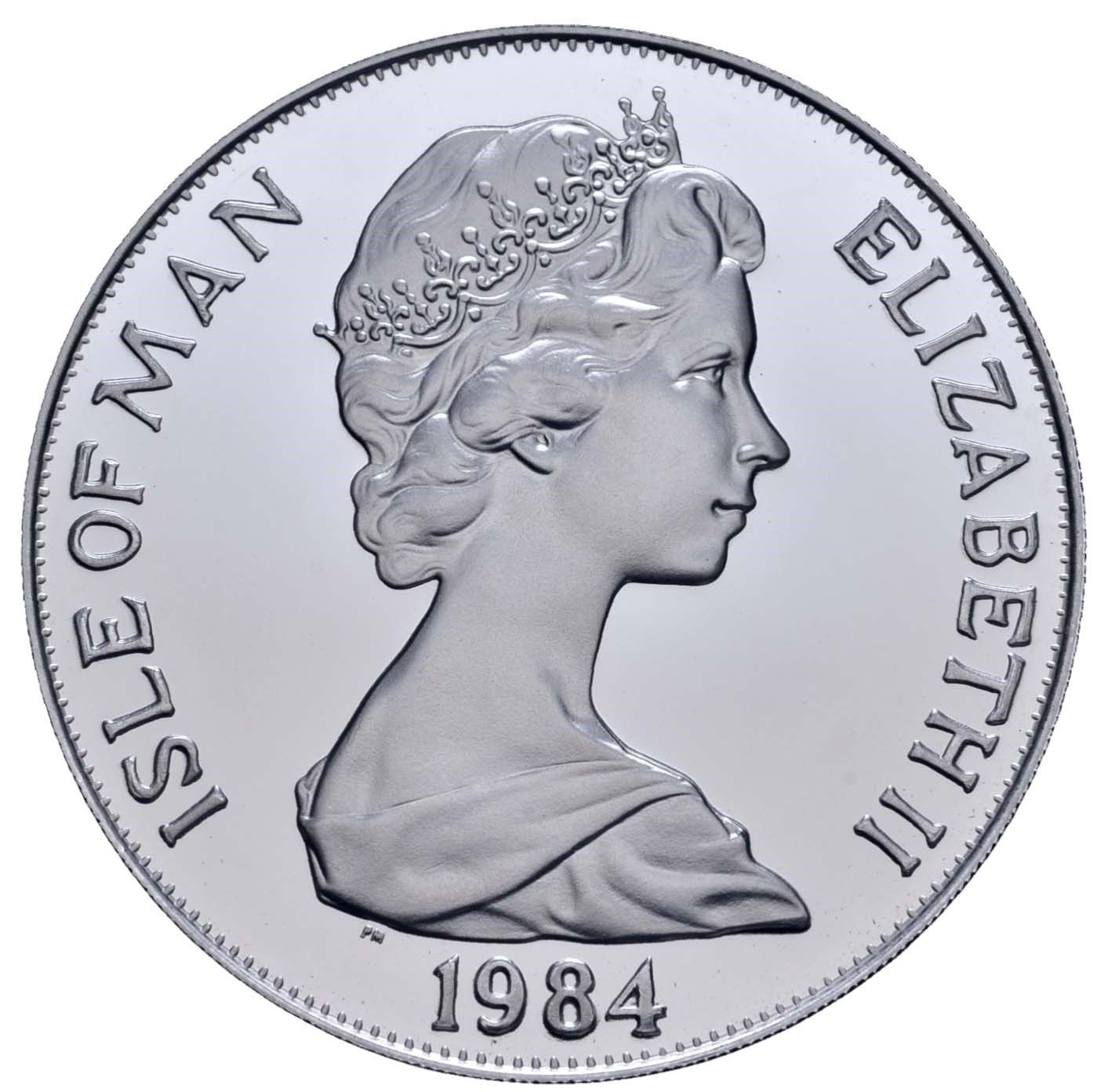 Isle of Man 1 Crown - Elizabeth II Athletics; Platinum obverse