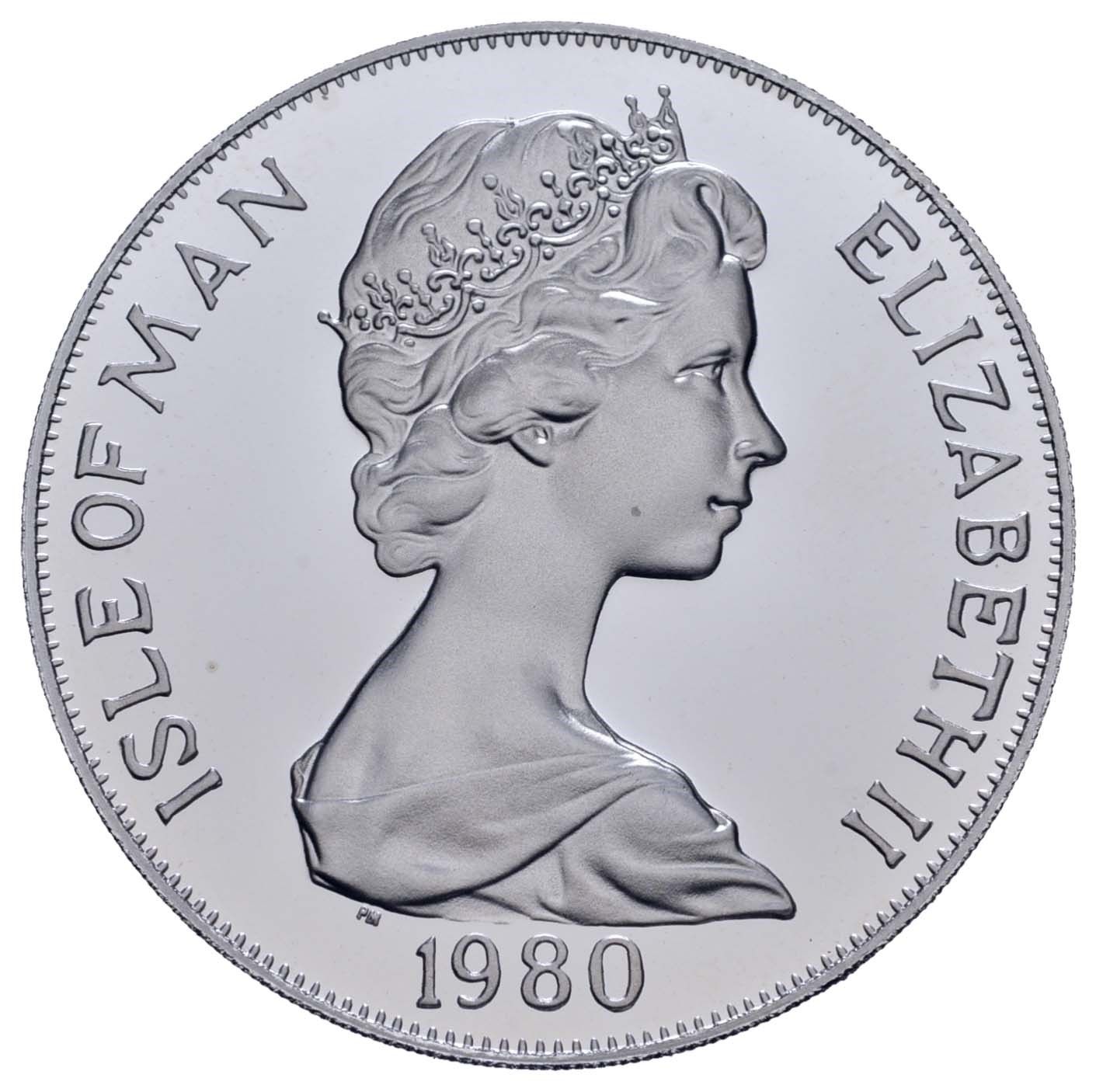 Isle of Man 1 Crown - Elizabeth II Olympics; Platinum Proof obverse
