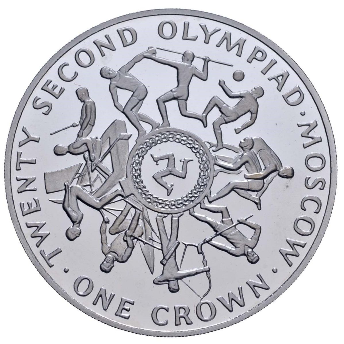 Isle of Man 1 Crown - Elizabeth II Olympics; Platinum Proof reverse
