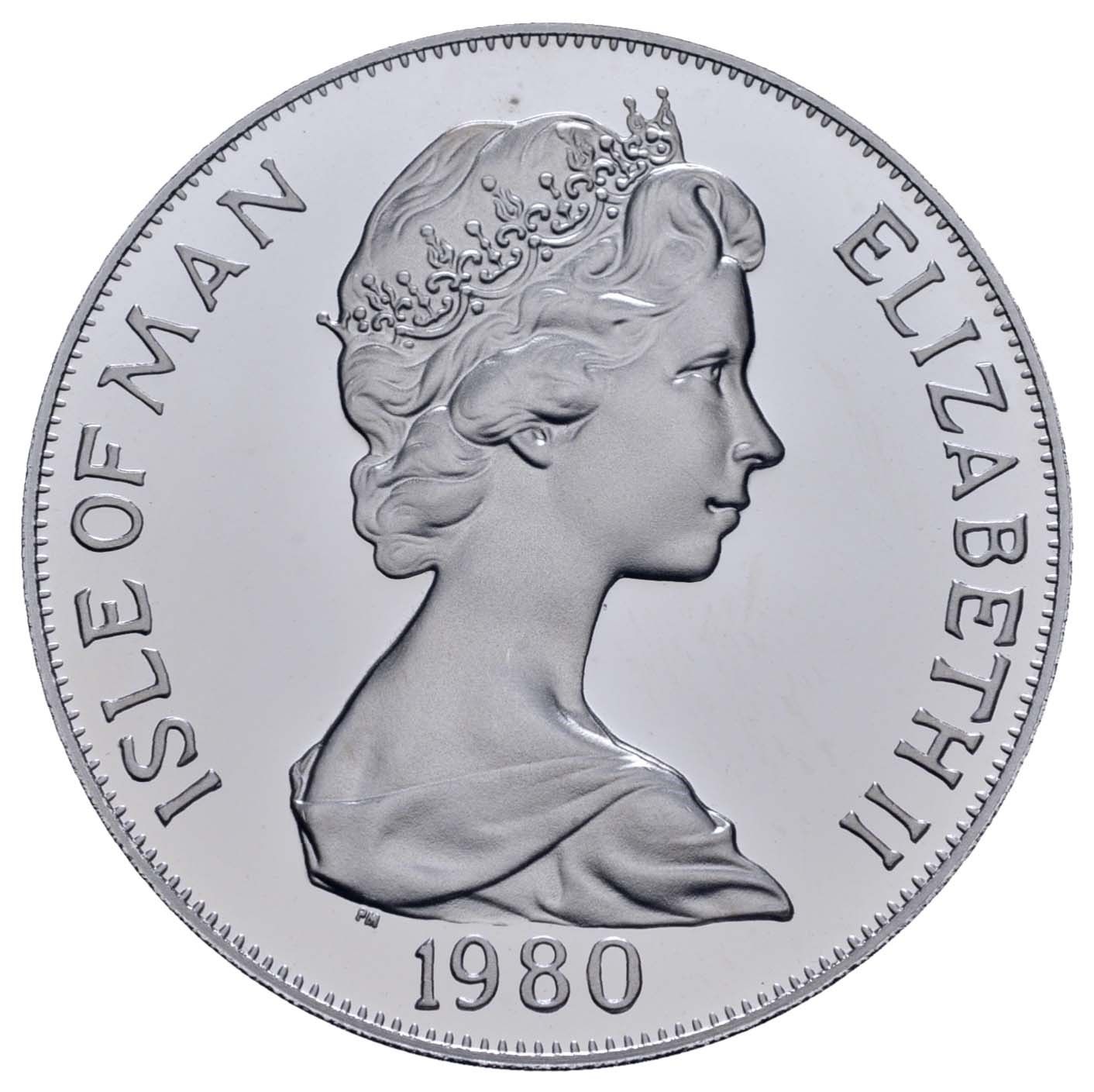 Isle of Man 1 Crown - Elizabeth II Olympics; Platinum Proof obverse