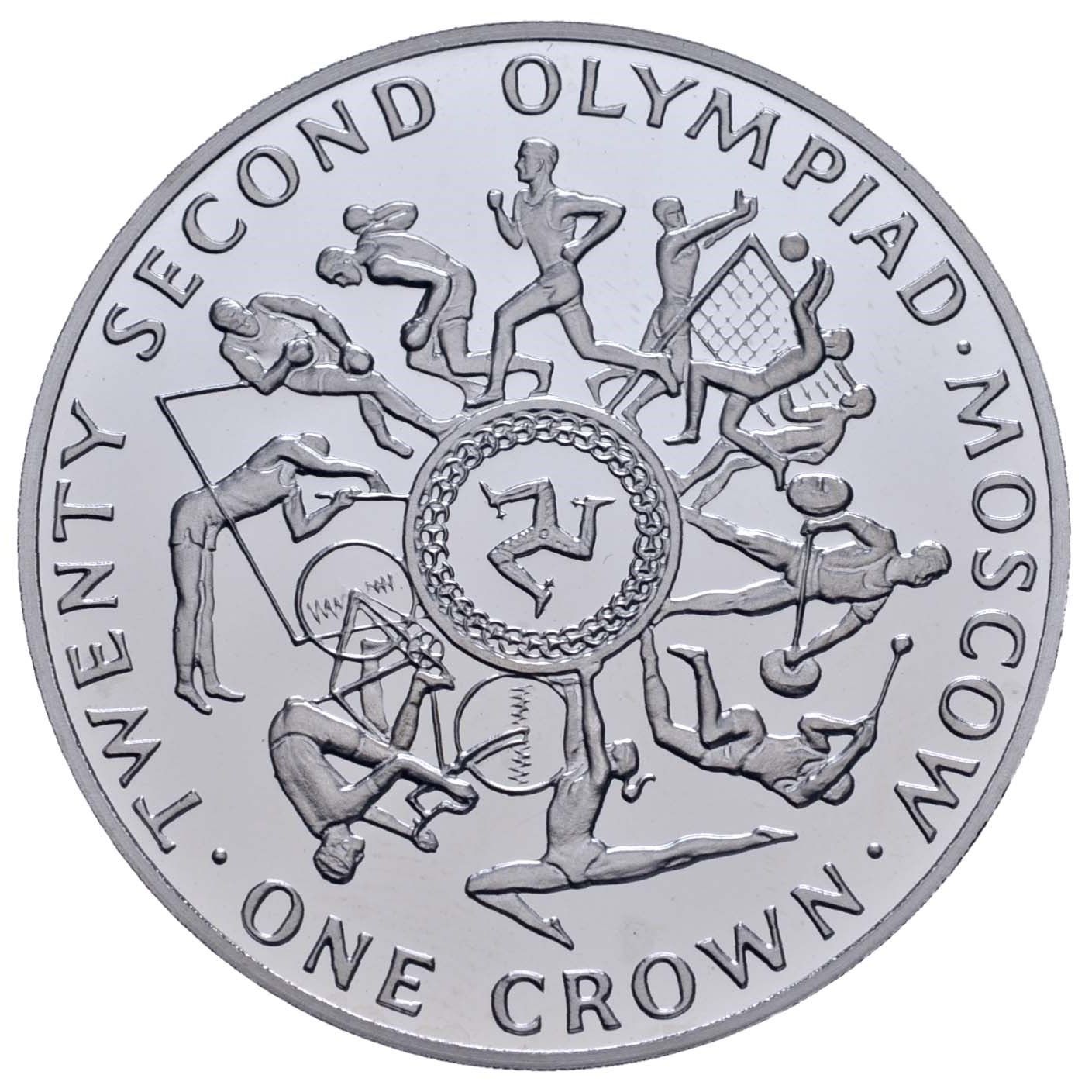 Isle of Man 1 Crown - Elizabeth II Olympics; Platinum Proof reverse
