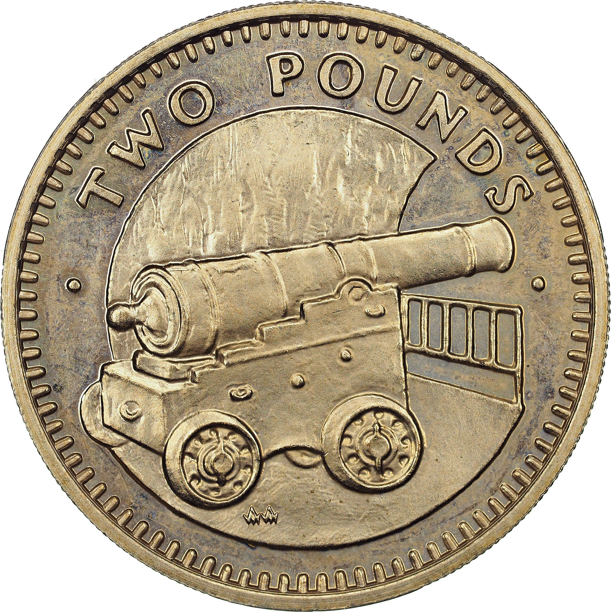 Gibraltar 2 Pounds - Elizabeth II Cannon