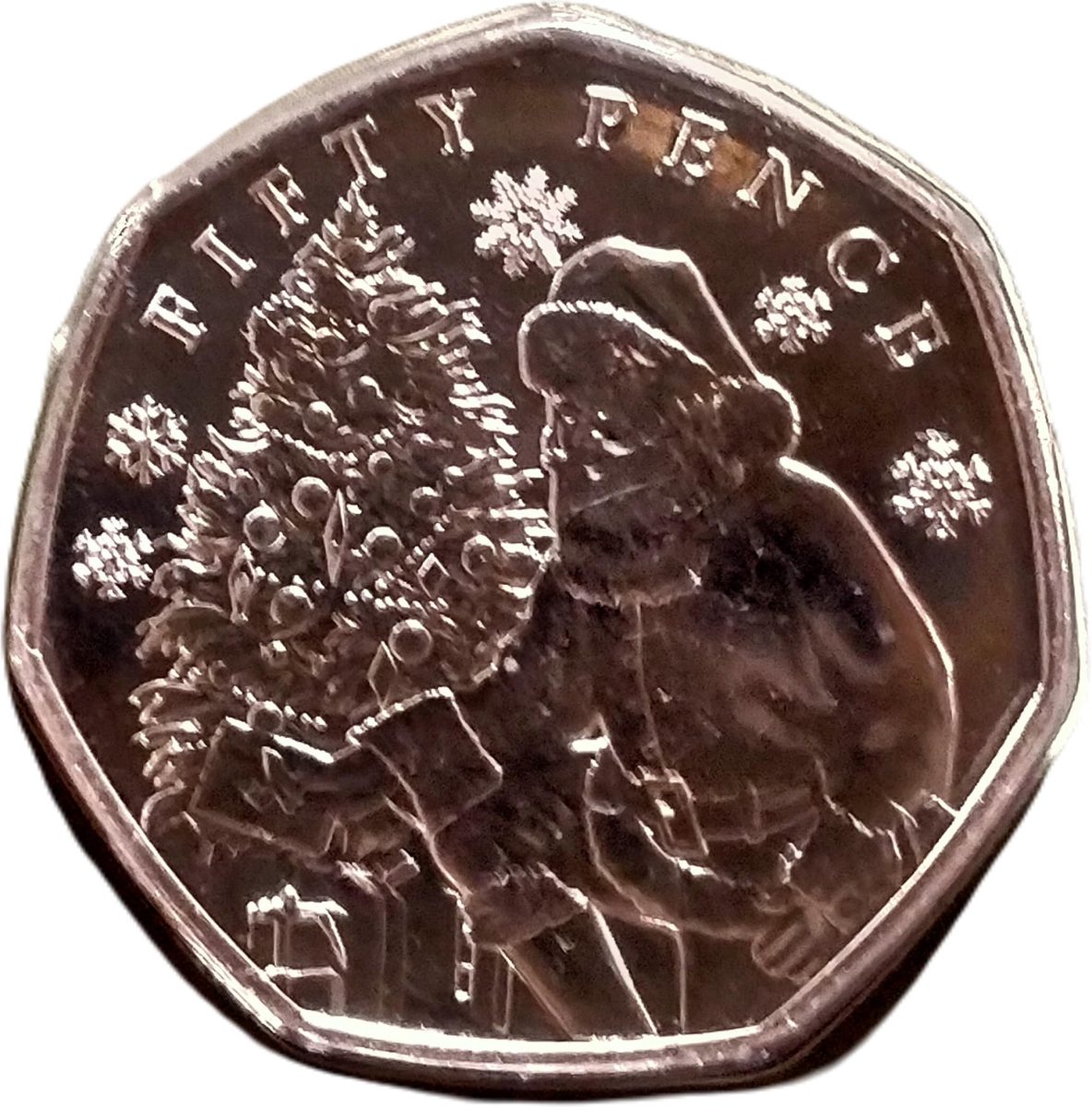 Jersey 50 Pence - Charles III Father Christmas and Christmas tree reverse