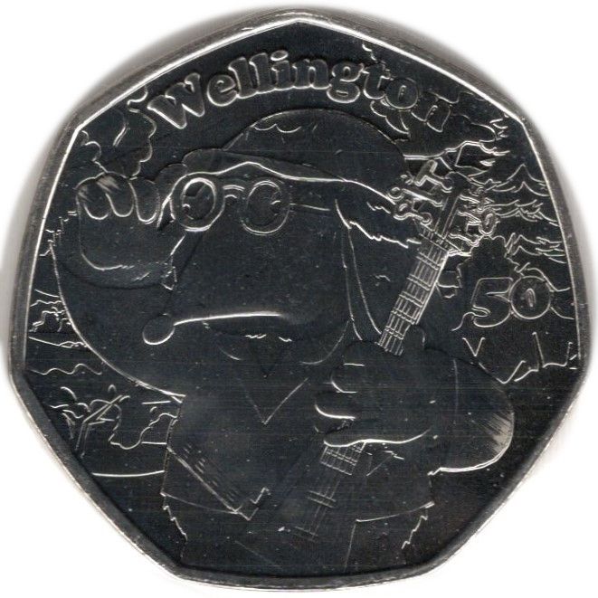 Guernsey 50 Pence - Charles III The Wombles - Wellington reverse