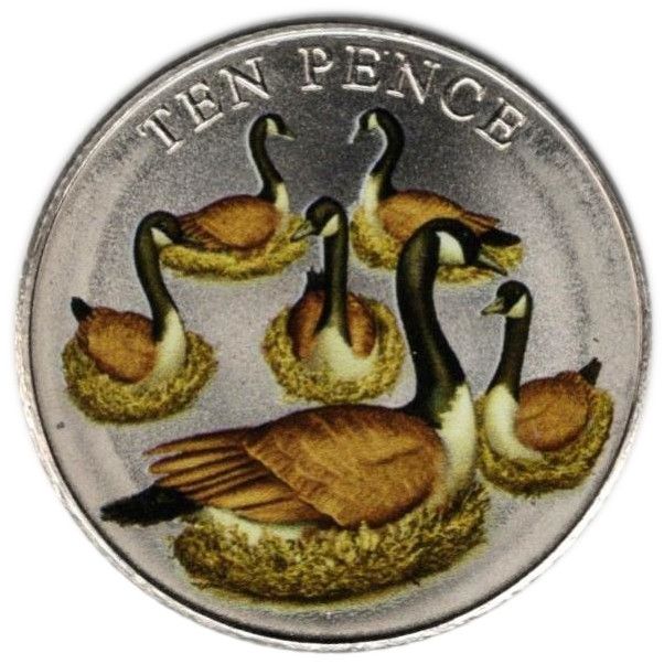 Guernsey 10 Pence - Charles III Twelve Days of Christmas - Six geese a-laying reverse