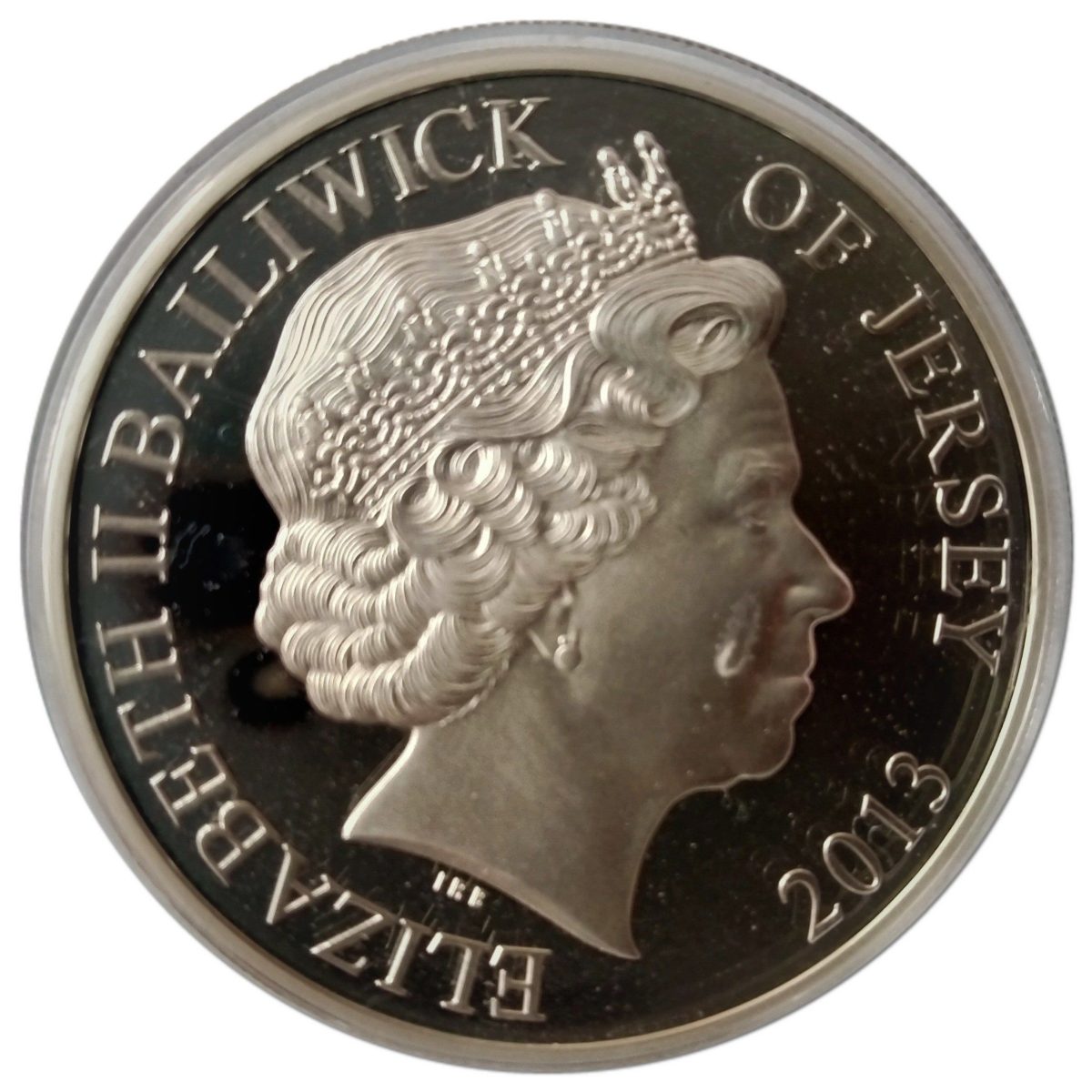 Jersey 5 Pounds - Elizabeth II Birth of Prince George; Silver Proof obverse
