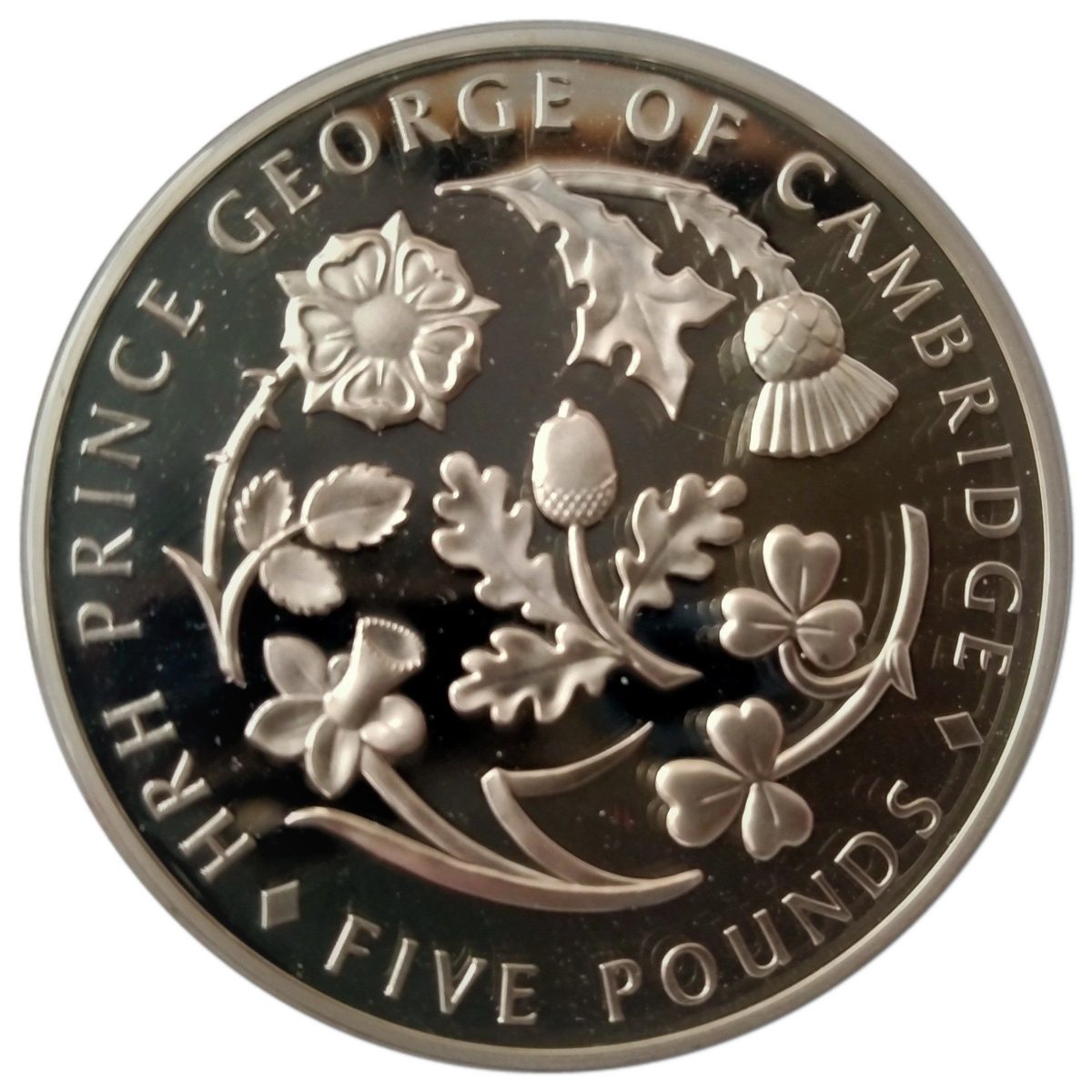 Jersey 5 Pounds - Elizabeth II Birth of Prince George; Silver Proof