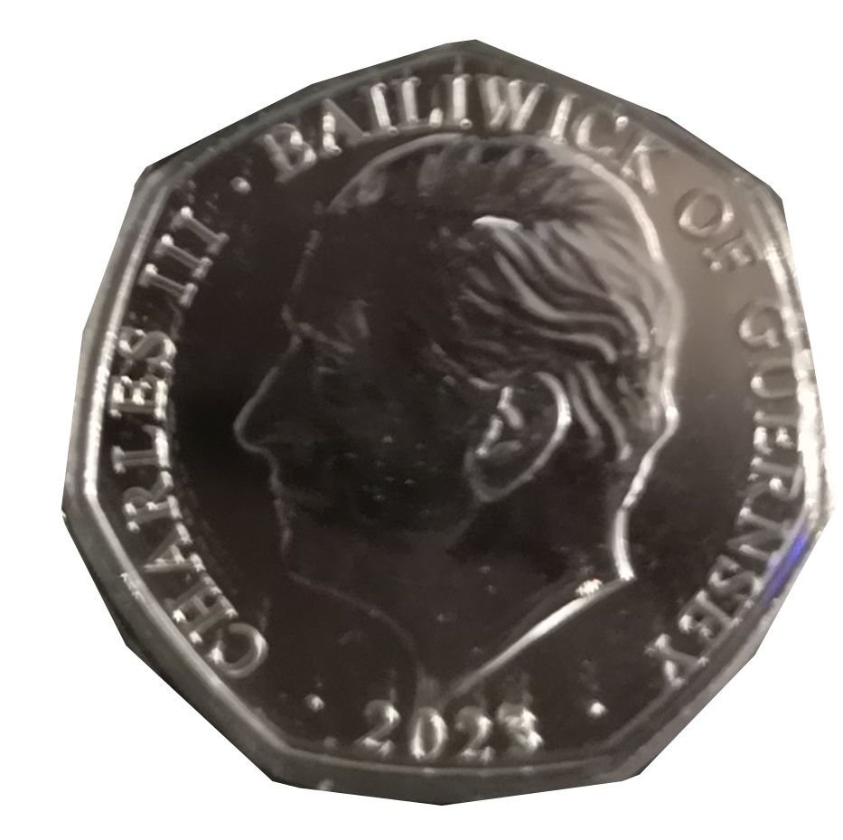 Guernsey 50 Pence - Charles III Coronation Regalia - The Sovereign's Orb; Silver/Gold Plated obverse