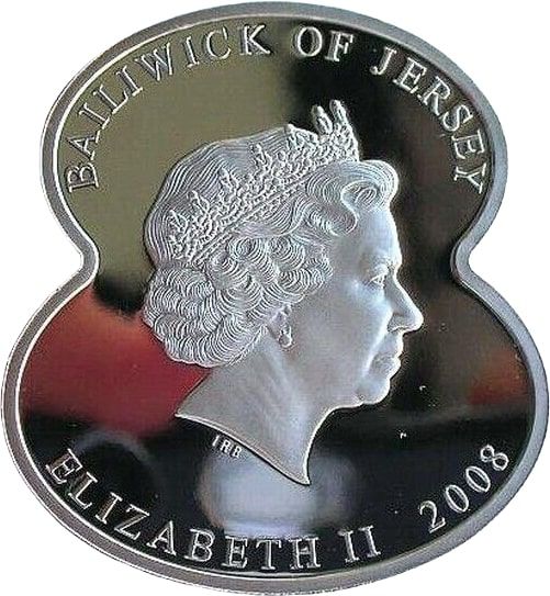 Jersey 5 Pounds - Elizabeth II Lest We Forget 1918; Silver poppy shaped obverse