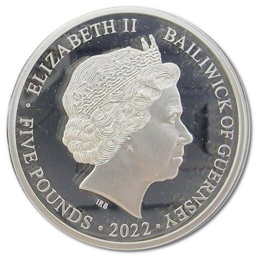 Guernsey 5 Pounds - Elizabeth II The Duke of Cambridge 40th Birthday; Silver Proof