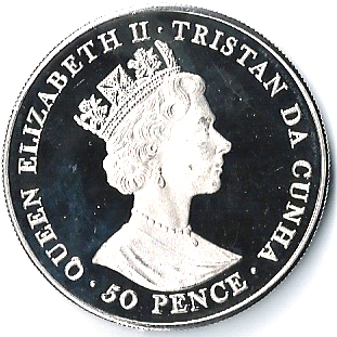 Tristan da Cunha 50 Pence - Elizabeth II Queen's Birthday; Silver Proof Issue obverse