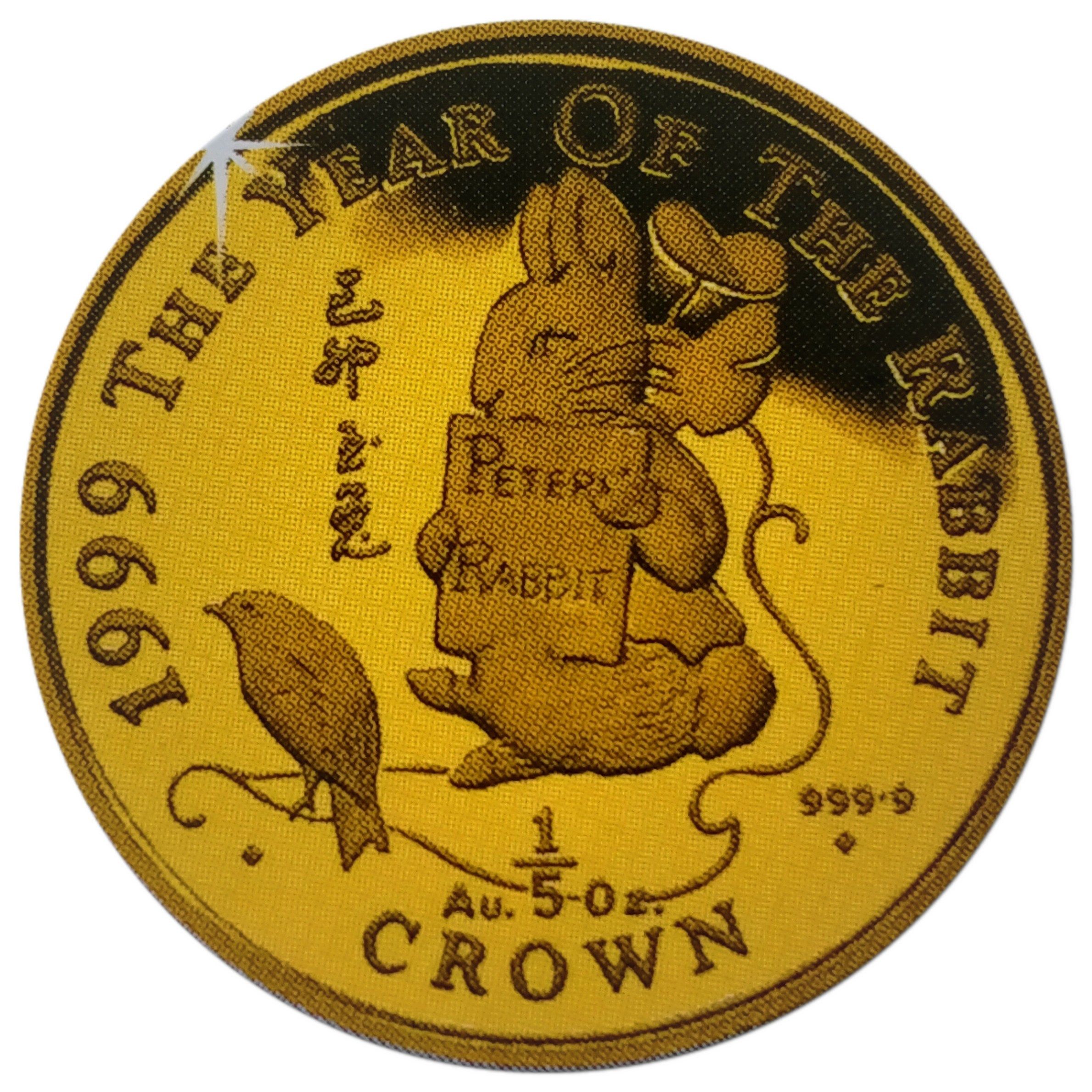 Gibraltar ⅕ Crown - Elizabeth II The year of the Rabbit; Peter Rabbit; Gold Proof reverse