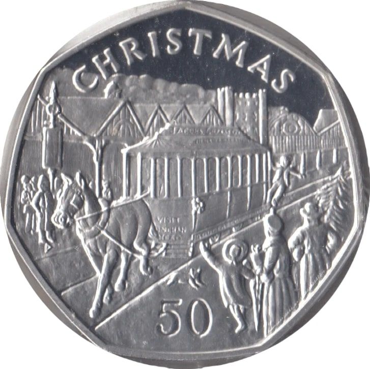 Isle of Man 50 Pence - Elizabeth II Christmas 1986; Silver Proof