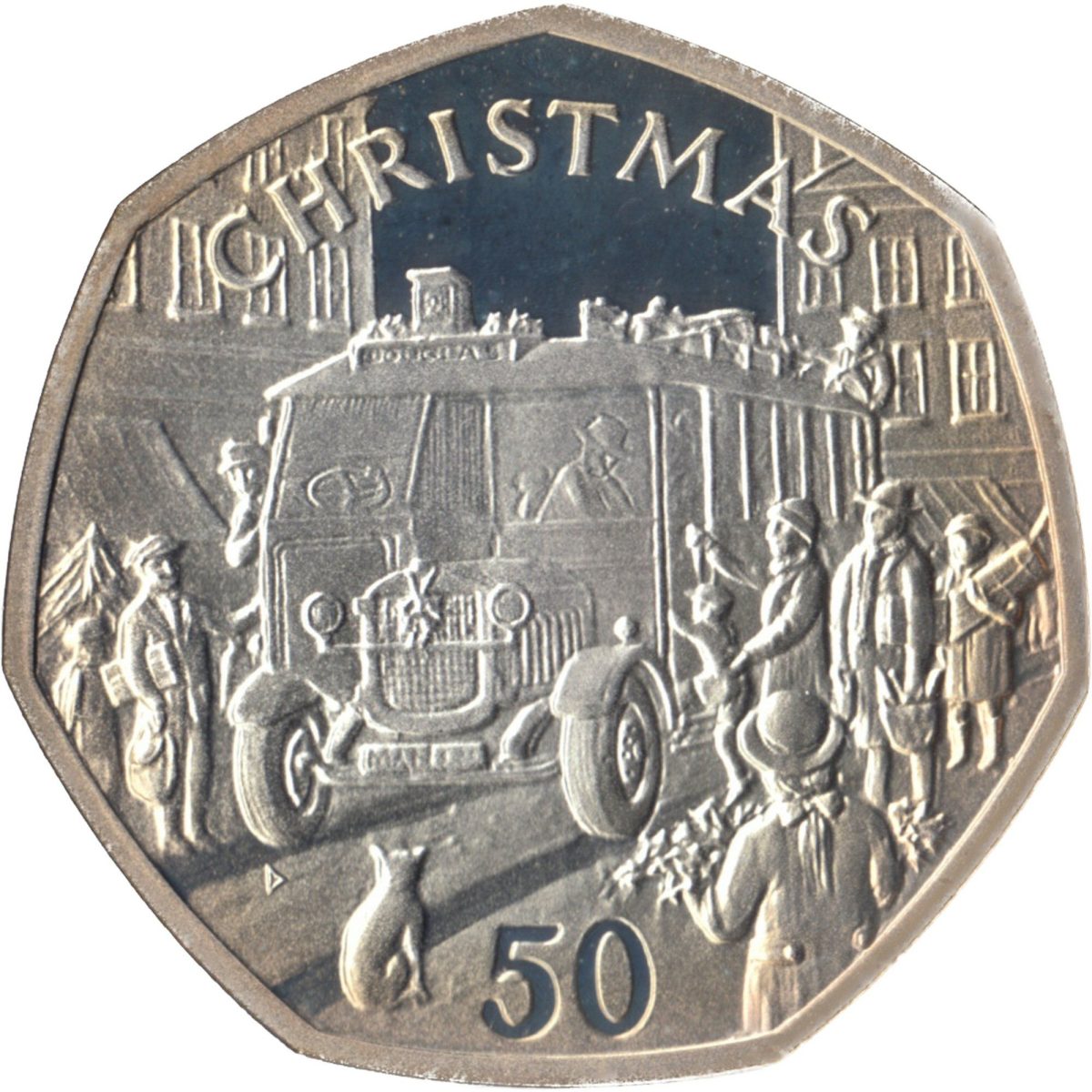 Isle of Man 50 Pence - Elizabeth II Christmas 1987; Silver Proof