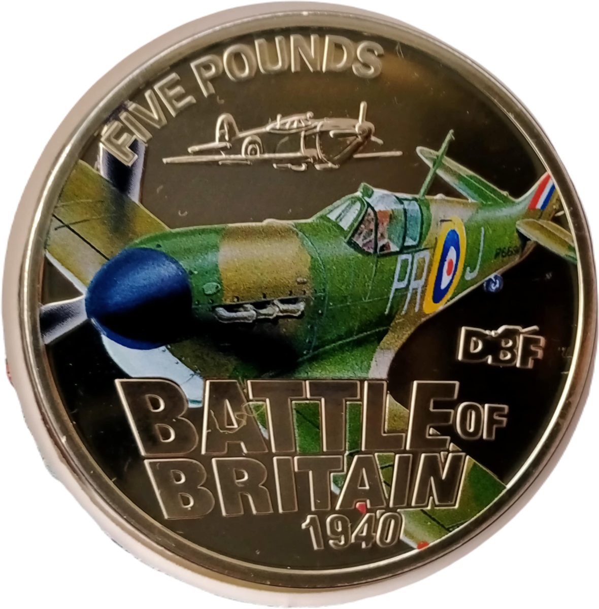 Guernsey 5 Pounds - Elizabeth II Battle of Britain - Supermarine Spitfire
