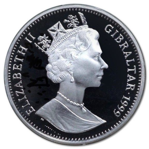 Gibraltar 1 Crown - Elizabeth II Queen Mother as a Girl 1905; Silver Proof obverse