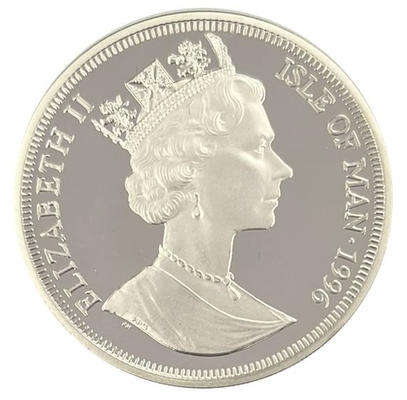 Isle of Man 1 Crown - Elizabeth II Queen Guinevere; Silver Proof obverse