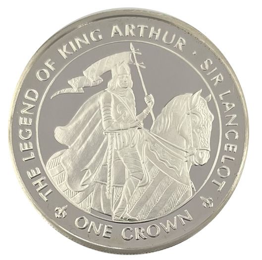 Isle of Man 1 Crown - Elizabeth II Sir Lancelot; Silver Proof reverse