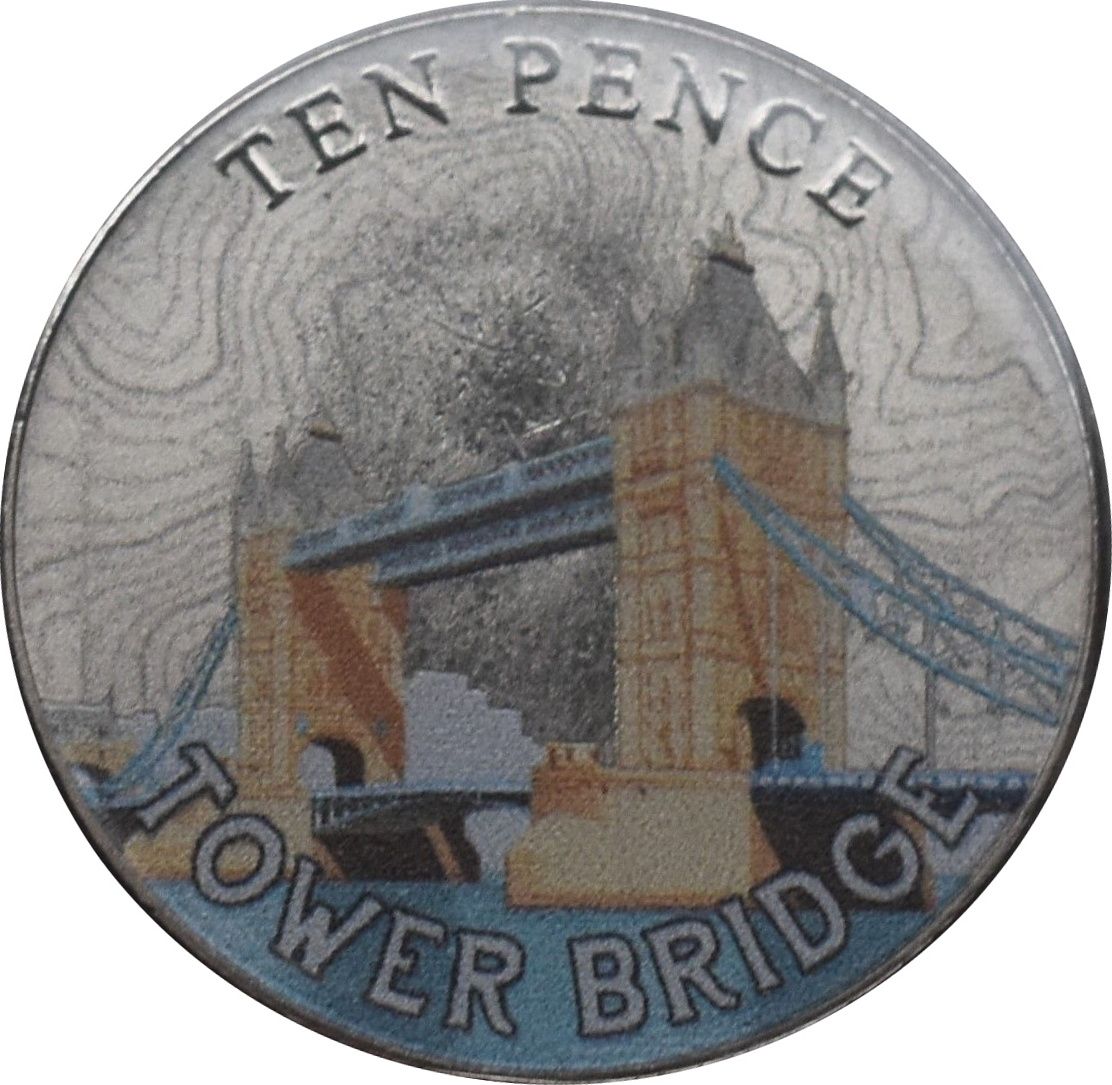 Isle of Man 10 Pence - Charles III Tower Bridge reverse