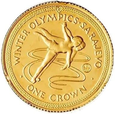 Isle of Man 1 Crown - Elizabeth II Ice Dancing; Gold 22ct reverse