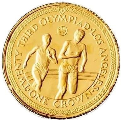 Isle of Man 1 Crown - Elizabeth II Athletics; Gold 22ct