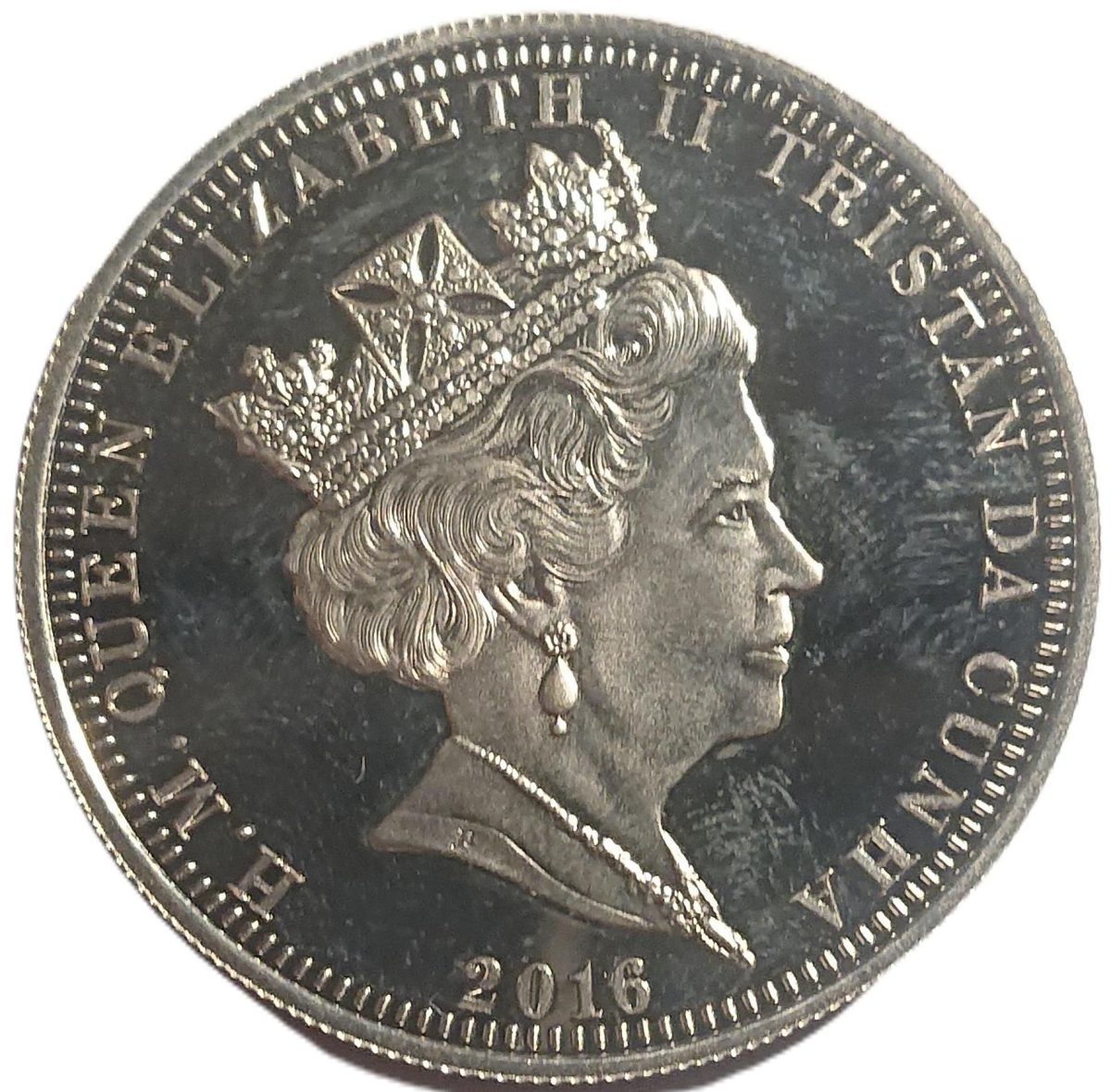 Tristan da Cunha 1 Crown - Elizabeth II Princess Charlotte 1st Birthday - Piedfort obverse