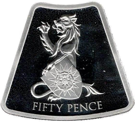 Jersey 50 pence - Elizabeth II The White Lion of Mortimer obverse