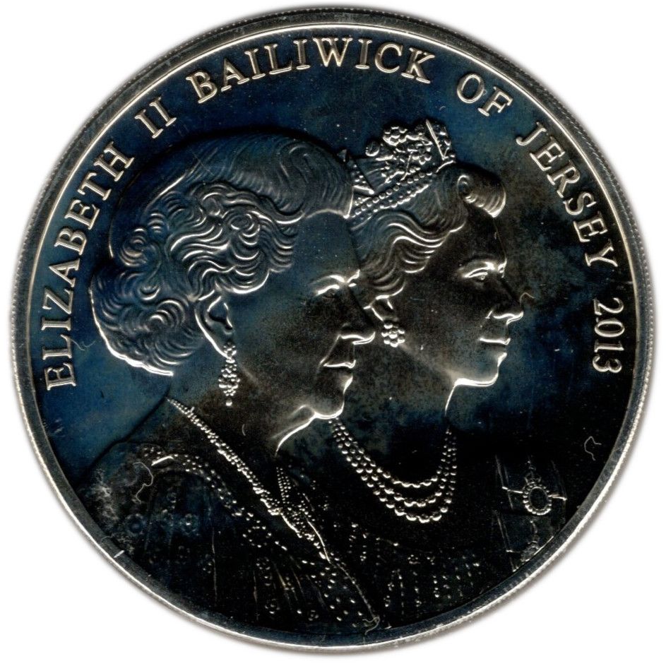 Jersey 5 Pounds - Elizabeth II Coronation Jubilee obverse