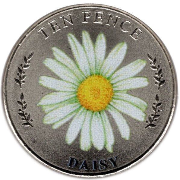 Jersey 10 Pence - Elizabeth II Daisy; Colourised