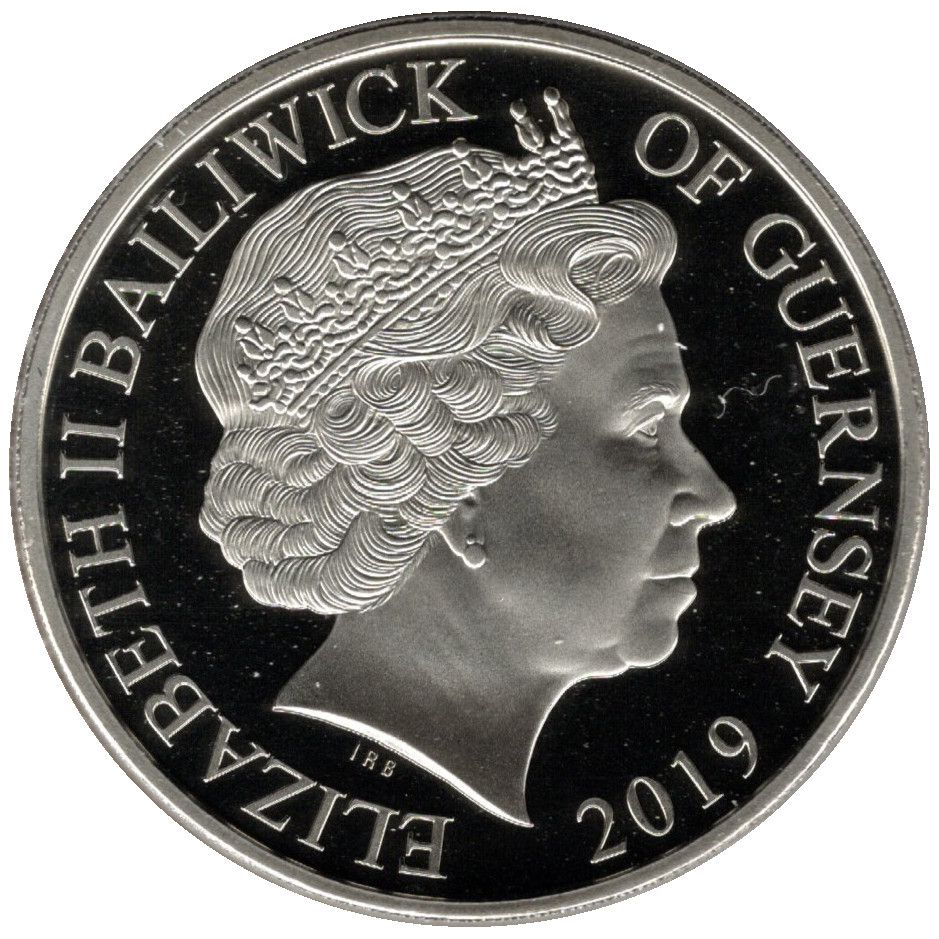 Guernsey 5 Pounds - Elizabeth II 75th anniversary of D-day; Selective Gold Plating obverse