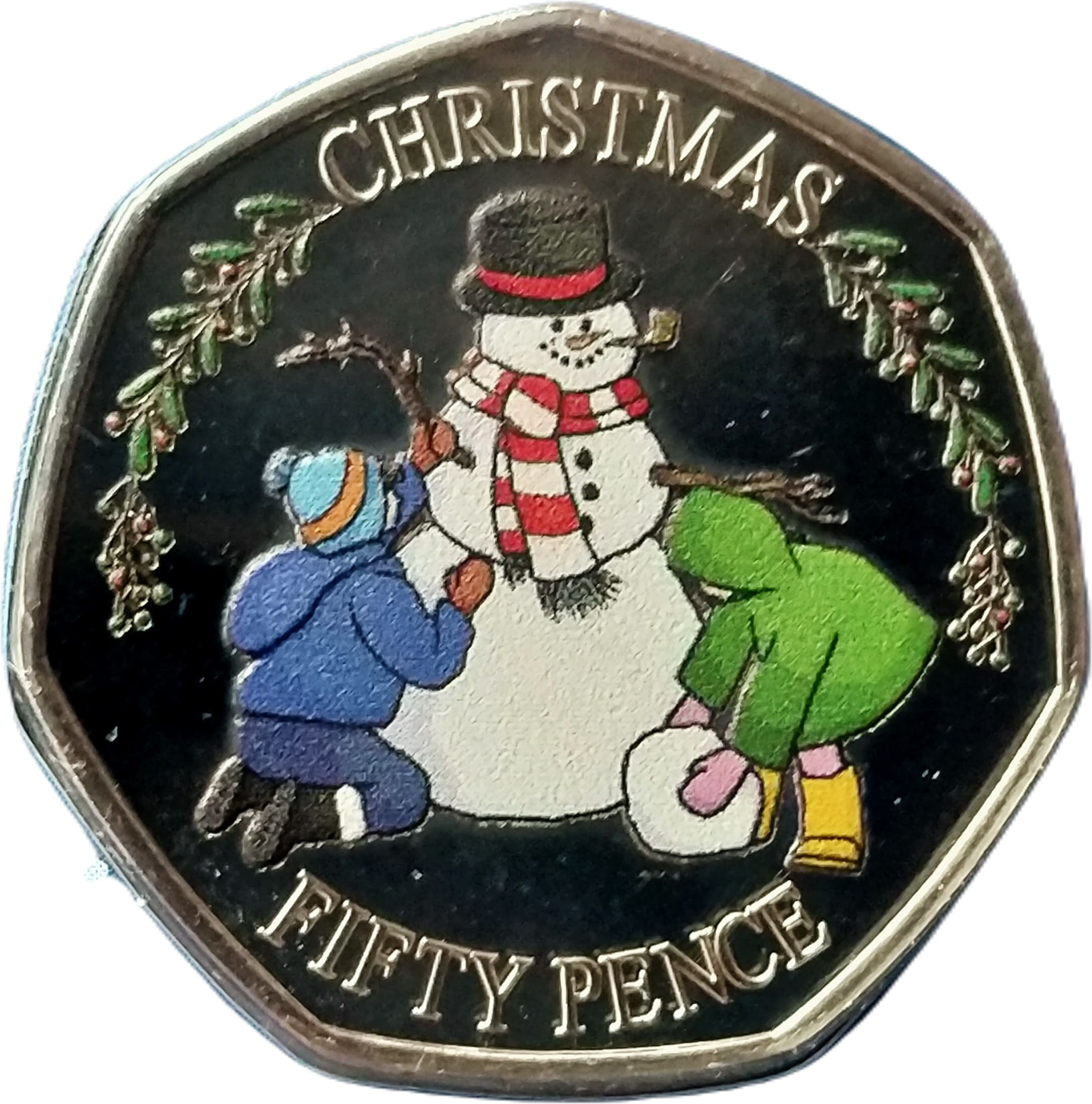 Gibraltar 50 Pence - Charles III Christmas 2023; colourised