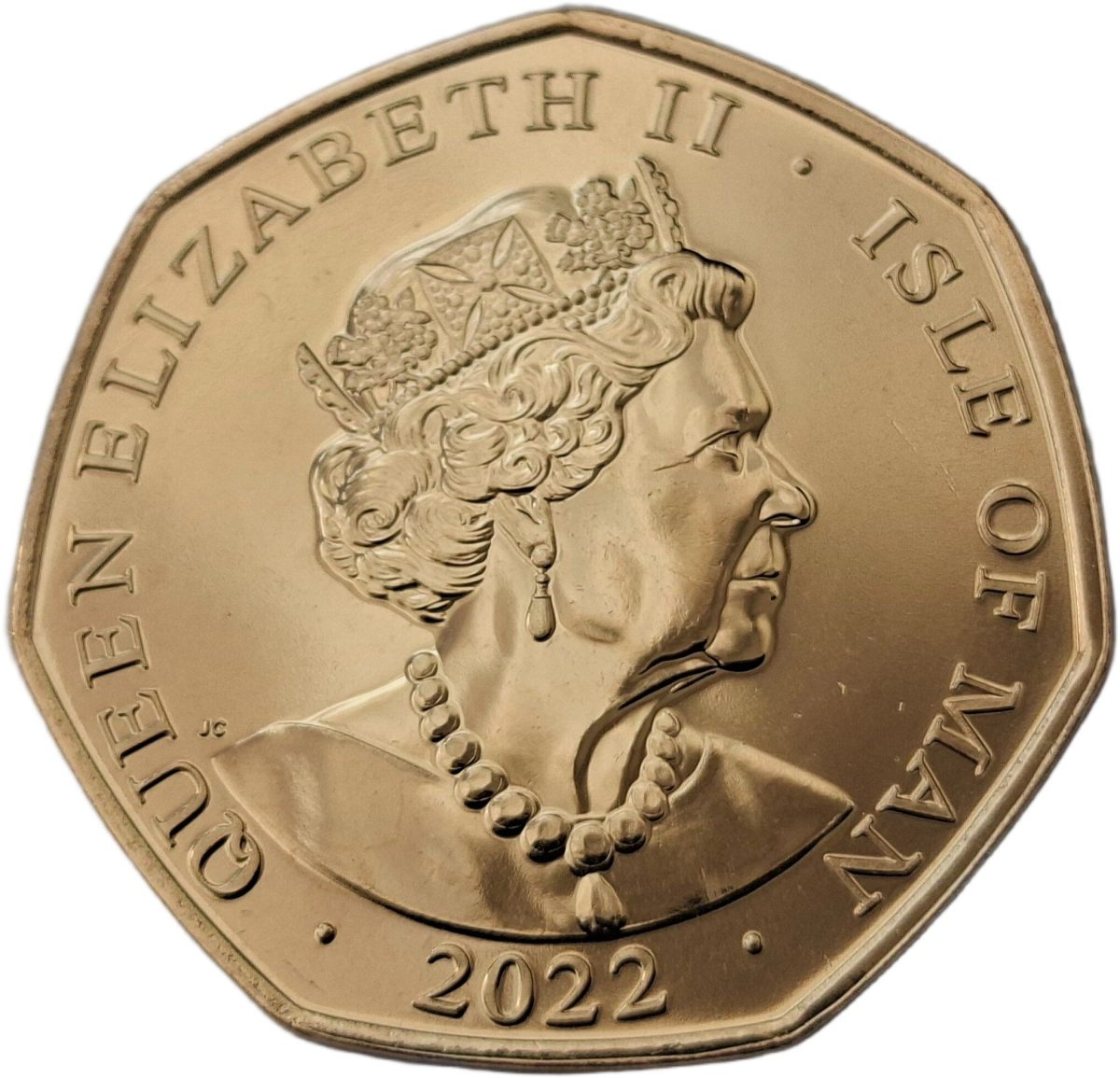 Isle of Man 50 Pence - Elizabeth II Platinum Jubilee - Send Her Victorious; Gold plated obverse