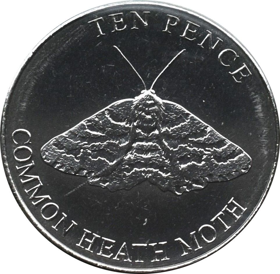Guernsey 10 Pence - Charles III Common Heath Moth