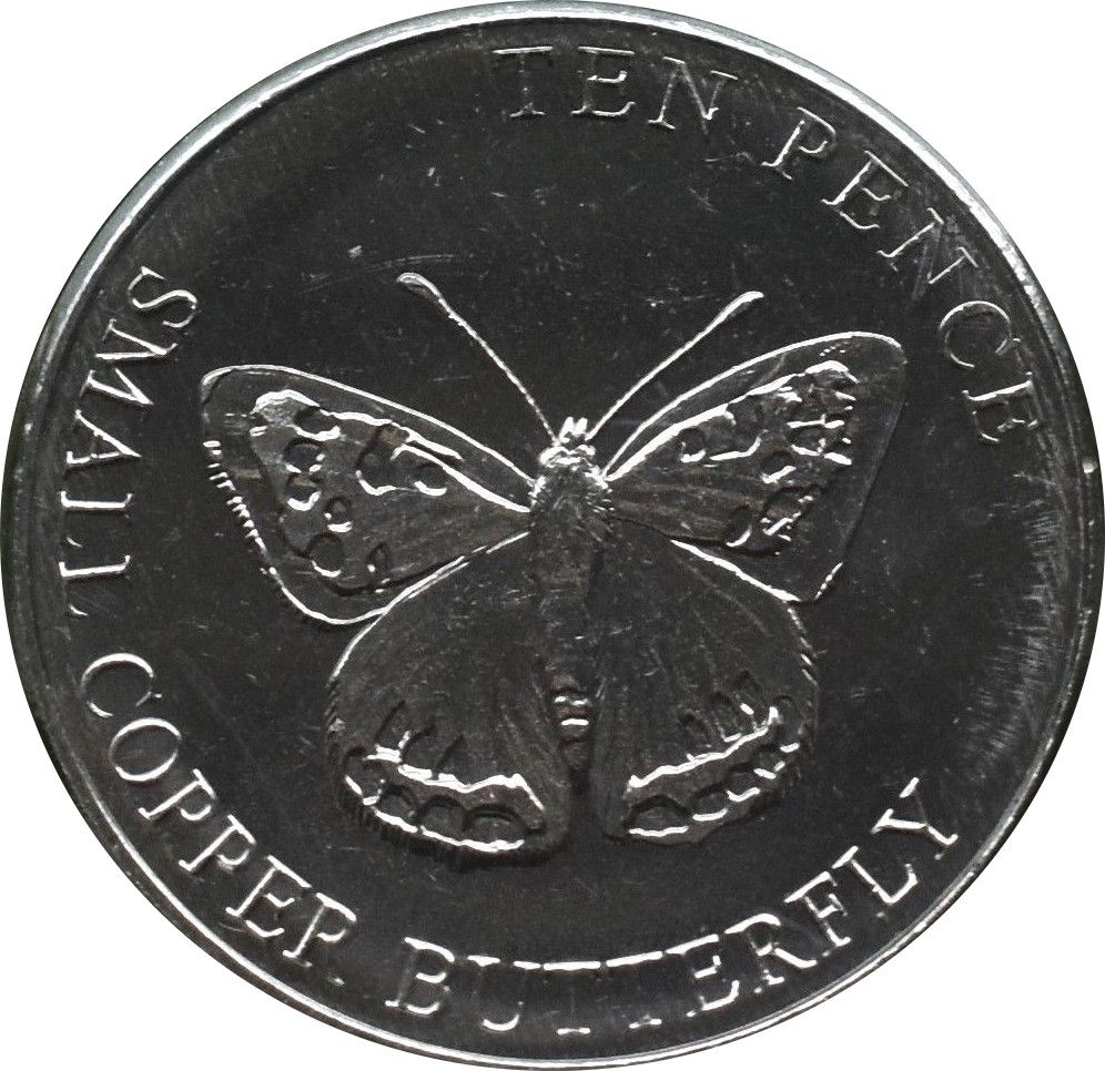 Guernsey 10 Pence - Charles III Small Copper Butterfly reverse
