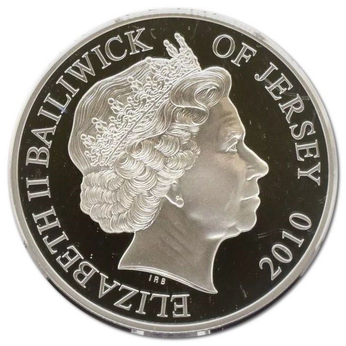 Jersey 10 Pounds - Elizabeth II St. George and the Dragon obverse