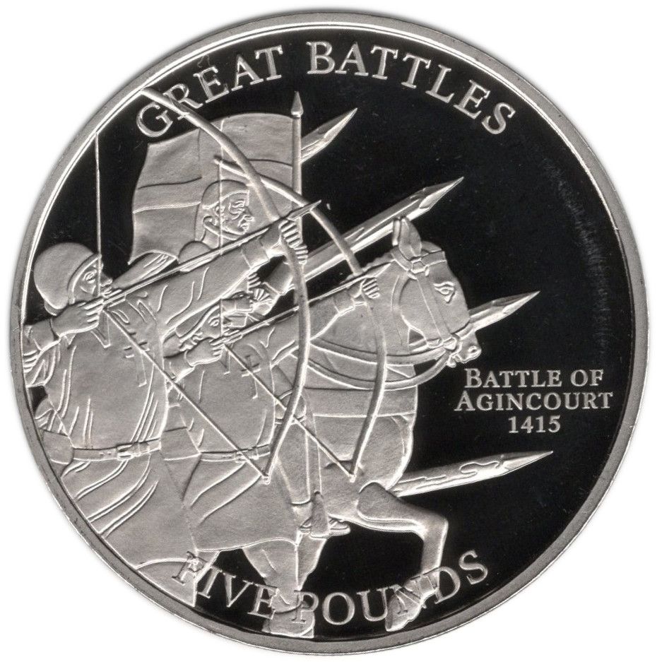 Jersey 5 Pounds - Elizabeth II Battle of the Agincourt 1415; Silver Proof