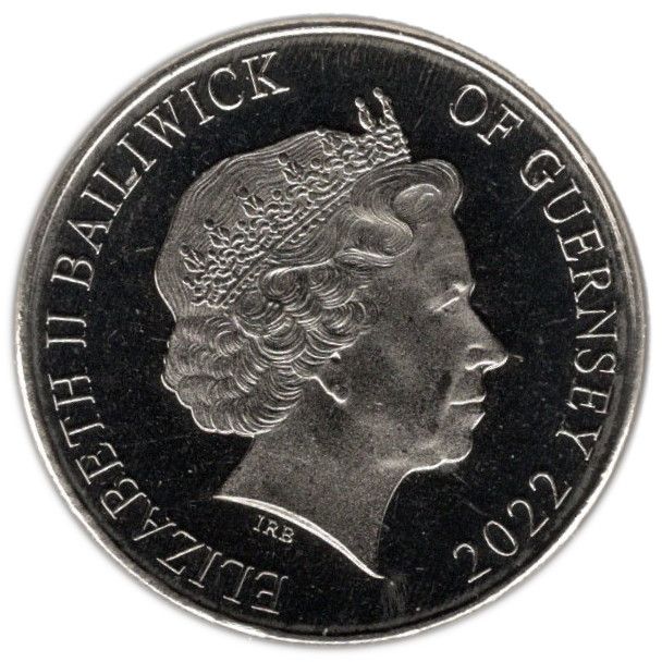 Guernsey 10 Pence - Elizabeth II Purple Emperor; Colourised obverse