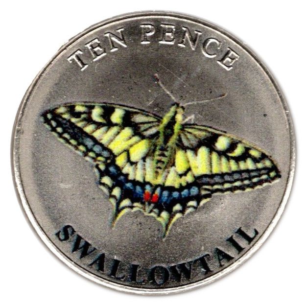Guernsey 10 Pence - Elizabeth II Swallowtail; Colourised reverse