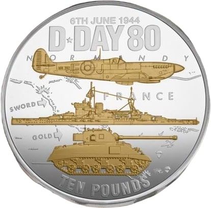 Jersey 10 Pounds - Charles III D-Day obverse