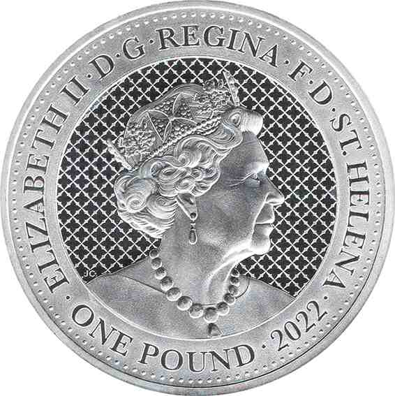Saint Helena 1 Pound - Elizabeth II Cash India Wildlife: Rhino obverse