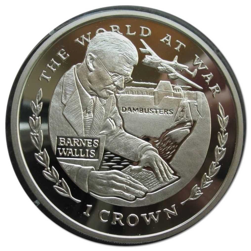 Gibraltar 1 Crown - Elizabeth II Barnes Willis; Silver Proof reverse