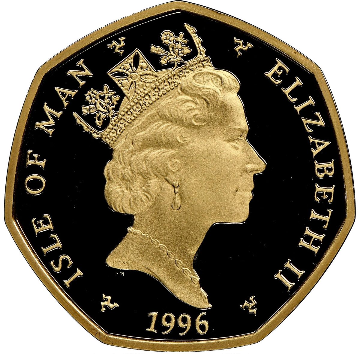 Isle of Man 50 Pence - Elizabeth II Christmas 1996; Gold Proof obverse