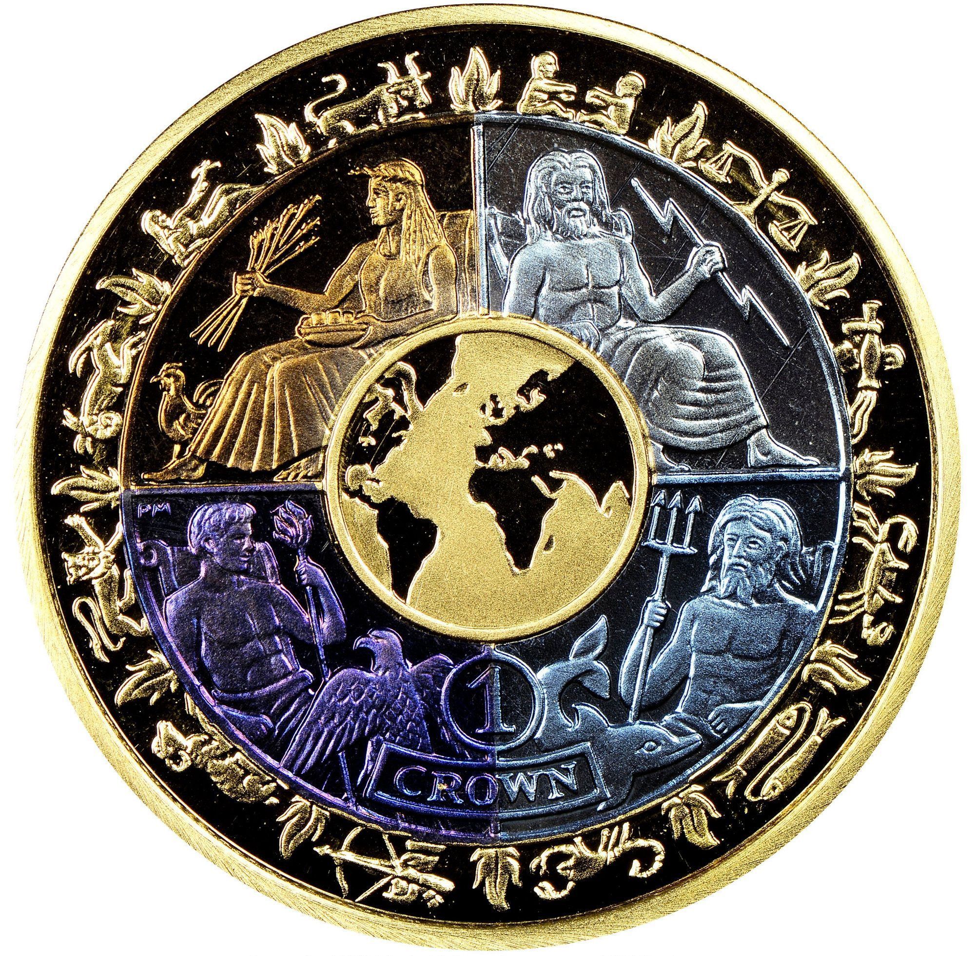 Isle of Man 1 Crown - Elizabeth II Four Elements; Gold & Titanium reverse