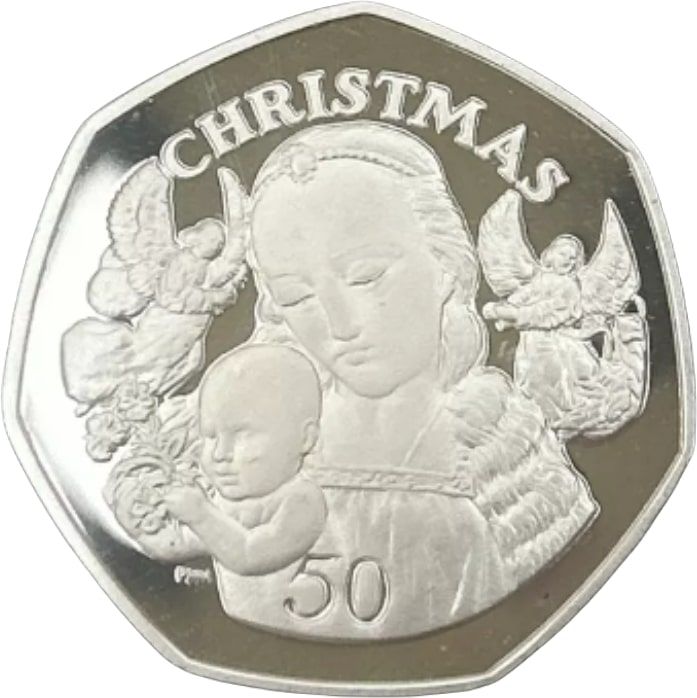 Gibraltar 50 Pence - Elizabeth II Christmas; Silver Proof reverse