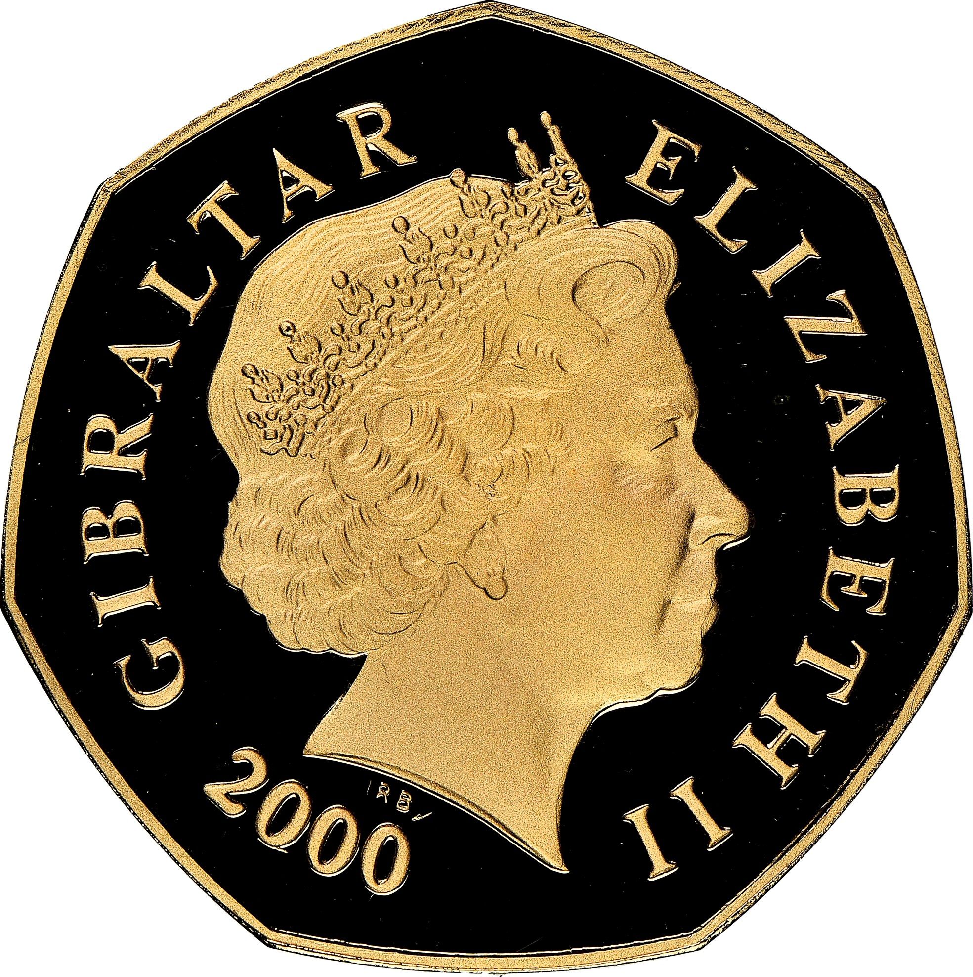 Gibraltar 50 Pence - Elizabeth II Christmas; Gold Proof obverse
