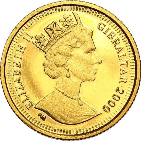 Gibraltar 1/25 Royal - Elizabeth II Cherubs; Gold obverse