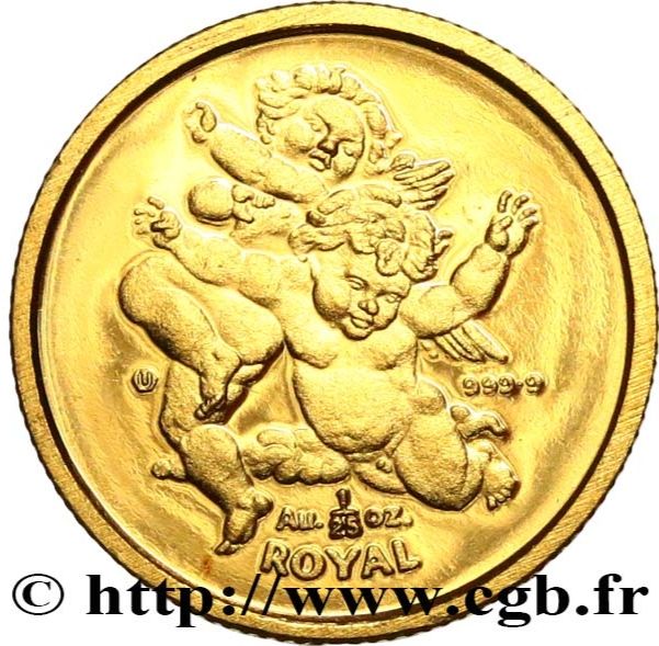 Gibraltar 1/25 Royal - Elizabeth II Cherubs; Gold reverse